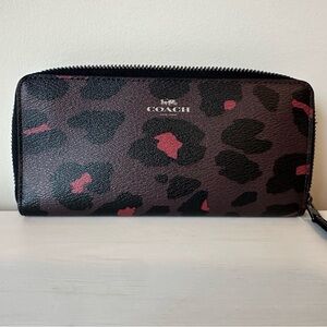 Coach Black and Red Leopard Print Wallet